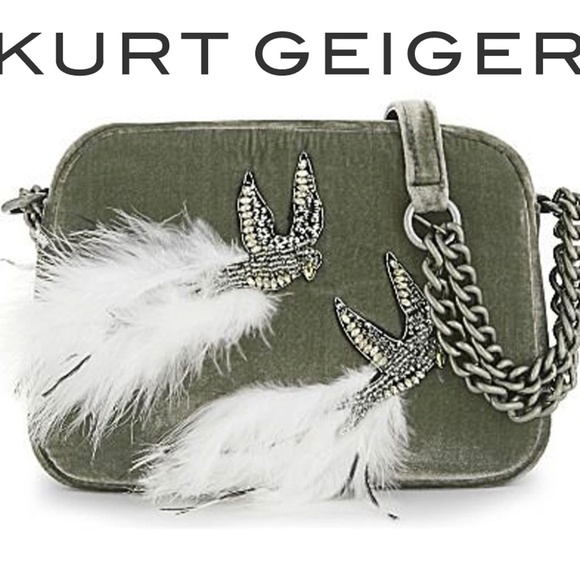 Kurt Geiger Handbags - NWOT Kurt Geiger plumb velvet crossbody bag with chain in grey